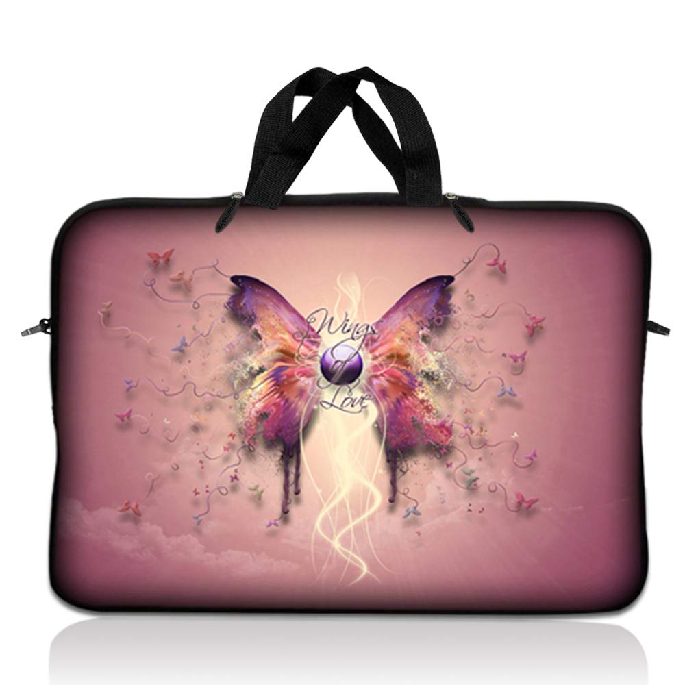 LSS 12.3 inch Laptop Sleeve Bag Carrying Case Pouch with Handle for 11" 11.6" 12" Acer, Asus, Dell, Hp, Sony, Toshiba, Pink Plumeria Flower — view 65