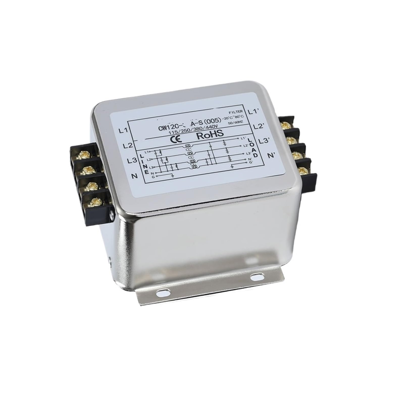 Filtre d'alimentation triphasé à Quatre Fils 380 V servo Anti-interférence CW12C-20A-S à Quatre Fils