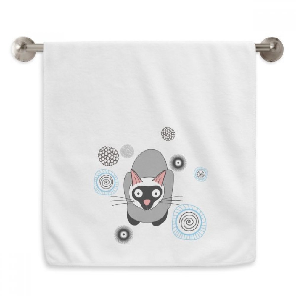 Serviettes moelleuses chaton siamois au design soigné de chat gris blanc 13x29"
