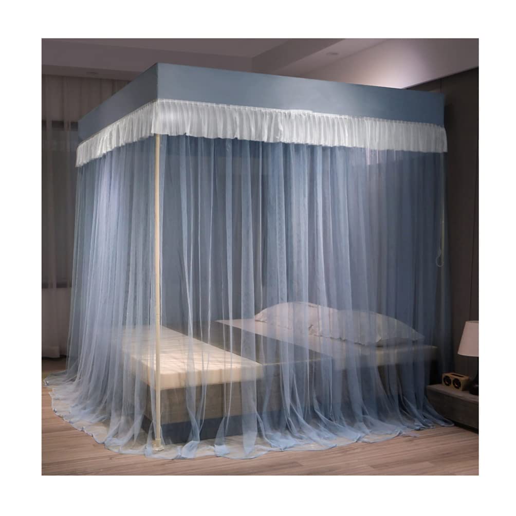 GJMSSMY Summer Bed Tent Mosquito Net, Adult s Princess Room Bed Curtains Bedroom Decor, Twin Queen King Decoration (Color : Blue-2, Size : 200X220cm/79X87in)