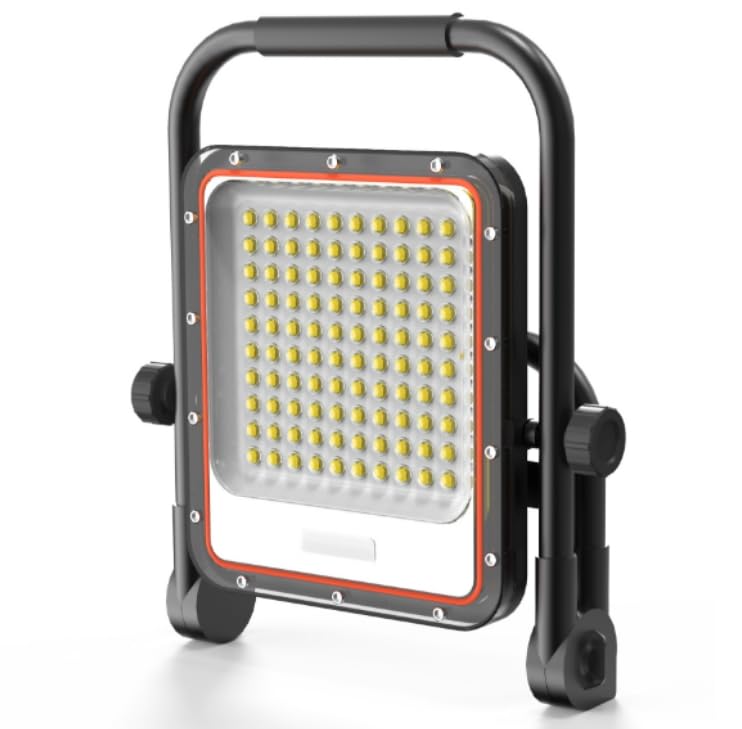 Projecteur de chantier LED 150W rechargeable avec batterie 5000 mAh et 4 modes d'éclairage COB