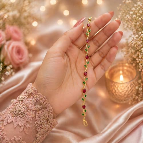 Image of Trending Tulip Bracelet for Women Stylish | Silver and Gold Toned Crystal Floral Tulip Bracelet for Girls & Women | Rapunzel Inspired | Romantic Gift Jewellery