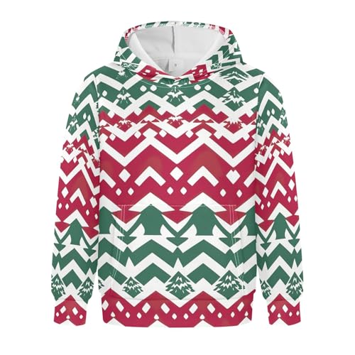 Kids Hoodies Sweaters Christmas Xmas Trees Hooded Sweatshirts with Big Pockets for Boys Girls B0400305