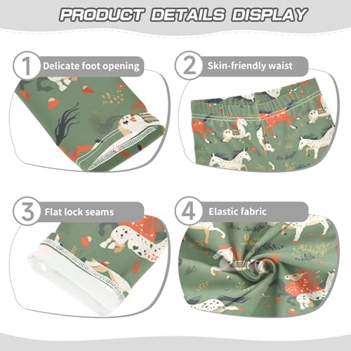 Seamless Pattern Horse Flat Style Kids Baby Girls Leggings Comfortable Full Length Sweatpants Gym3