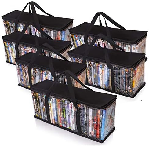 Besti Premium Quality Home DVD Storage Bags (6-Pack) Holds 240 Total Movies or Video Games, Blu-ray, | Convenient Travel Case for Media | Stackable, Easy to Carry