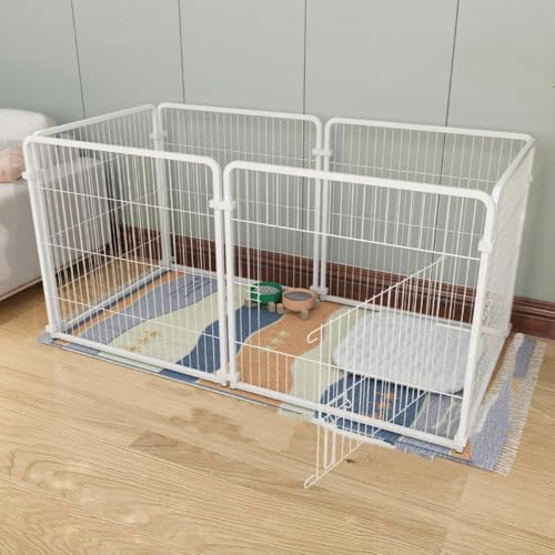 Joxoilso ペットフェンス 犬用 サークル 室内外兼用 扉付き ロック機能 脱走防止 高さ90cm 小型犬・中型犬対応 滑り止めキャップ付き 頑丈スチール製 (100X50X50cm,A)