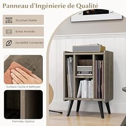 GOPLUS Table d’appoint avec Station de Charge,2 Prises, 2 USB, 1 Type-C, Meuble Rangement Vinyle, 4 Compartiments, Pieds Surélevés pour Canapé, Salon, Chambre, Chêne Gris - Les Beatles, Paul McCartney, John Lennon, RIngo Starr, George Harrison GOPLUS Table d'appoint avec Station de Charge,2 Prises, 2 USB, 1 Type-C, Meuble Rangement Vinyle, 4 Compartiments, Pieds Surélevés pour Canapé, Salon, Chambre, Chêne Gris – Image 6