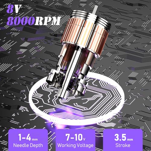 Image of Tattoo Kit, Wormhole Tattoo Machine Kit Rotary Tattoo Machine 20pcs Cartridge Needles 10pcs Tattoo Ink Complete Tattoo Practice Pen Kit for Beginners and Tattooists WTK144