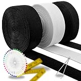 DailyTreasures 3 Pack 30 Yards Flat Elastic Bands, 1/2" 1" Mixed Size Elastic Knit Spandex Spool for