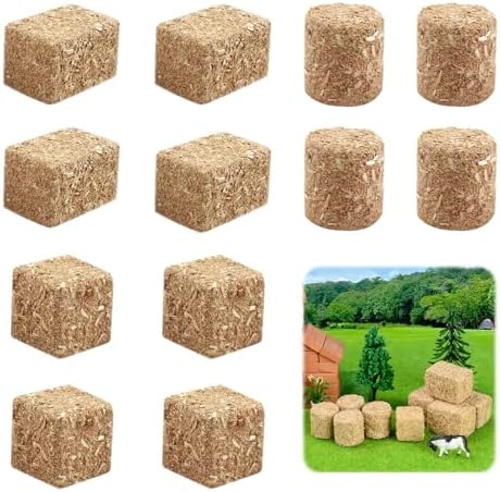 Small Hay Stack 12Pcs Mini Hay Bales Haystack Decoration, Scene Toy Hay Bales Miniature ...