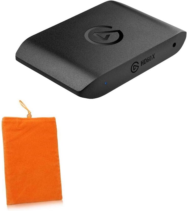 BoxWave Funda compatible con Elgato HD60 X - Bolsa de terciopelo, funda de tela de terciopelo suave con cordón - Naranja intenso