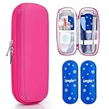 Leng Ke Insulin Cooler Travel Case with 2 TSA Approved Ice Packs - Diabetic Cooler TravelCase for Diabetic Supplies, Refrigerated Medicine Travel Case(Red)
