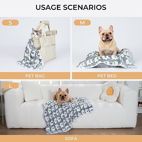 Image of 1 Pack 3 Blankets Super Soft Fluffy Premium Cute Elephant Pattern Pet Blanket Flannel Throw for Dog Puppy Cat Dark Grey Large(41x31 inch)