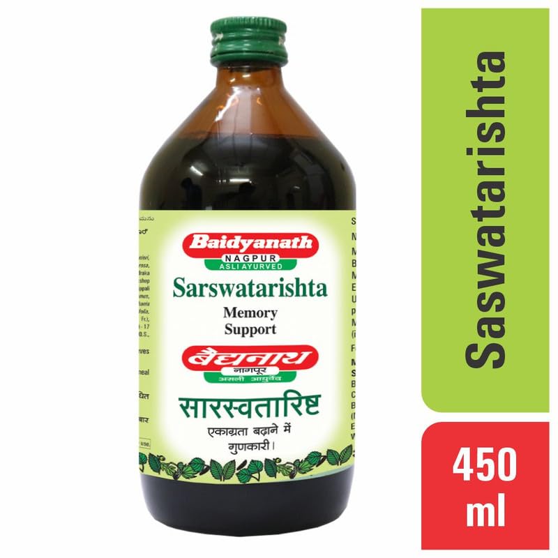 Image of Baidyanath Asli Ayurved Saraswatarishta | Ayurvedic Tonic for Wellness, Mental Calmness & Focus | Enriched with Brahmi | 450 ml