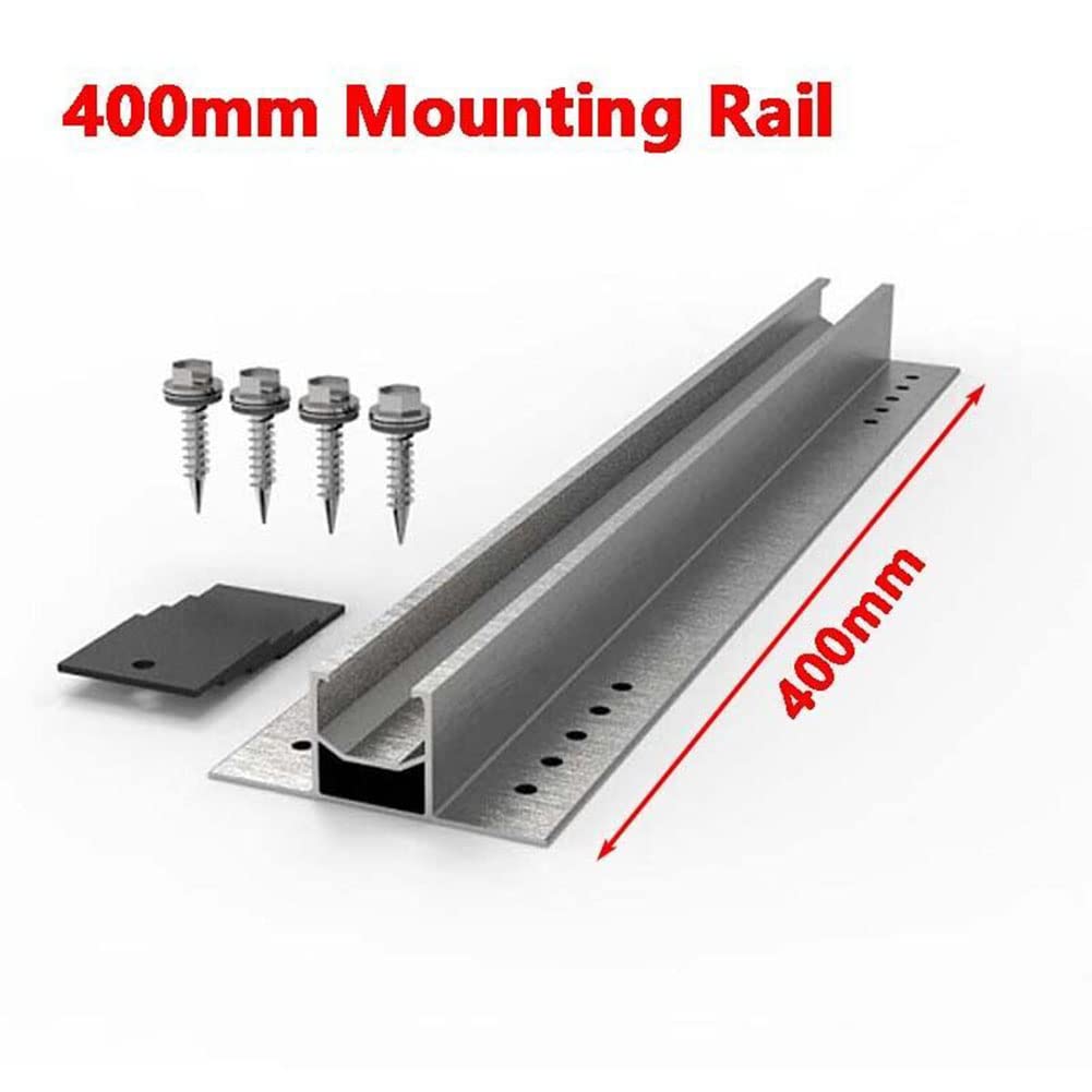 HOHOVYVY Supporto per modulo Solare, Pannello Solare, in Alluminio, di Fissaggio in lamiera trapezoidale, Binario di Fissaggio PV, 200 mm, Morsetto terminale 30 mm, Set di Fissaggio per 4