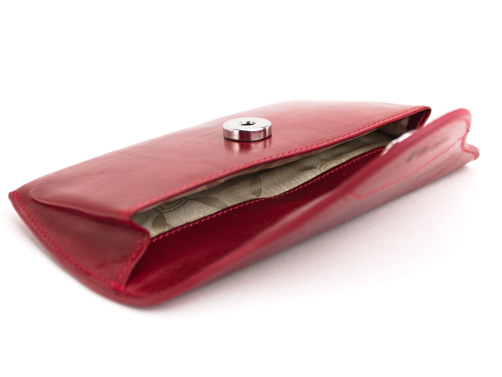 Giudi ® - Etui na okulary ze skóry bydlęcej, zapięcie magnetyczne, czerwony, jeden rozmiar