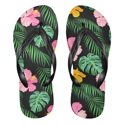 Burbuja Hibiscus Flowers Flip Flops for Women Men, Soft Thong Sandals Rubber Slippers for Pool Beach Essentials