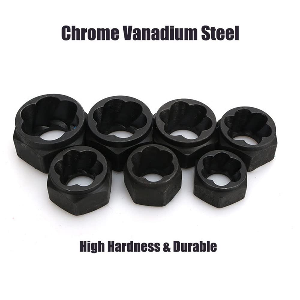 Juego de 10 extractores de Perfil Corto, Kit de Herramientas para extraer Tuercas de Tornillo, Juego de Herramientas para Tuercas métricas de 9-19 mm con Estuche de Transporte de Aluminio.