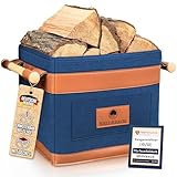 WEIDEBACH® Holzkorb für Kaminholz 35L (erweiterbar auf 50L), Kaminholzkorb dunkelblau schwer belastbar, Feuerholzkorb 40cm x 30cm x 30cm, Brennholzkorb mit rutschfestem Griff, Kaminholz Aufbewahrung
