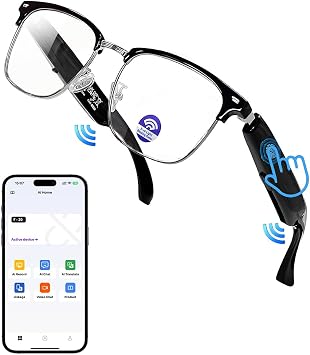AI Smart Glasses, Bluetooth Glasses for Men & Women, Instant Recording Translation, Blue Light Blocking Lens with Dual Speakers, voice assistant for Travel, Work, Business