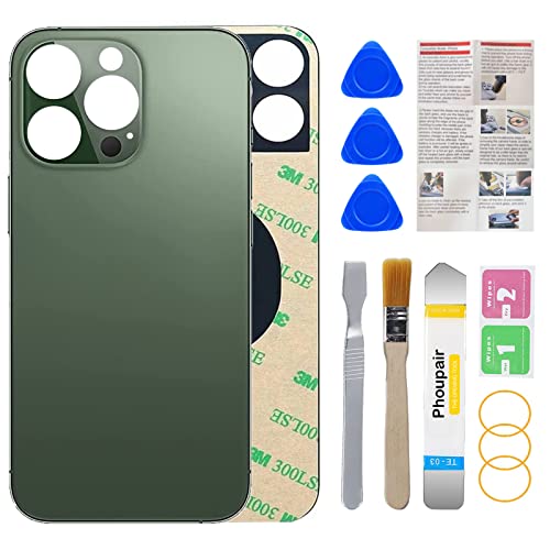 Phoupair OEM Rear Back Glass Replacement for iPhone 13 Pro 6.1 Inches with Professional Repair Tool Kit (Alpine Green)