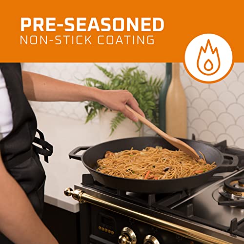 Bruntmor Pre Seasoned Cast Iron 16 Inch Skillet Dual Large Loop Handled Durable Pan,Cast Iron Breakfast Skillet, Black Pan For Grill And Deep Frying,Oven Friendly, Stovetop #TOP6