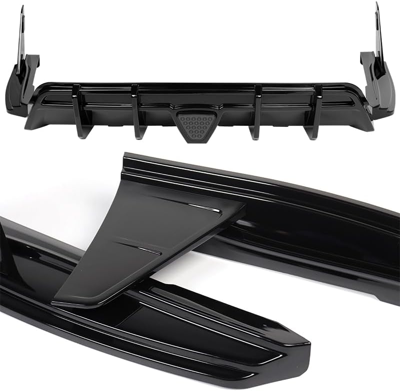 Painted Black Rear Bumper Diffuser Spoiler Lip W/Smoke LED Light Fit for Toyota Camry SE XSE 2019 2020 2021 2022 2023 2024
