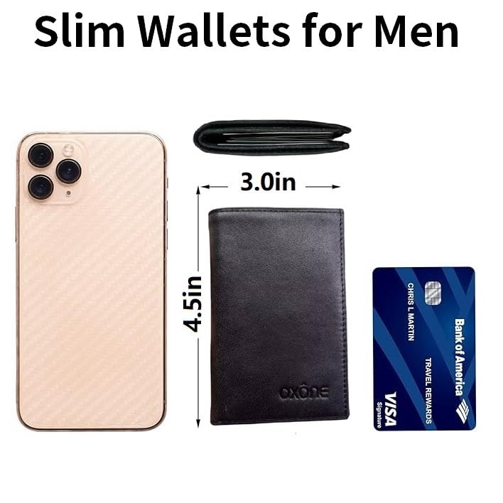 Slim Thin ID/Credit Card Holder RFID Blocking Genuine Leather Bifold Front Pocket Minimalist Wallet for Men & Women Vintage Black2
