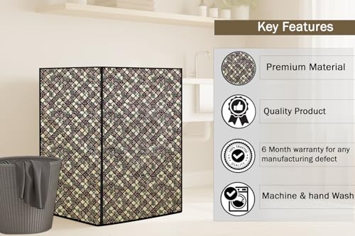 Image of Stylista Waterproof Front Load Washing Machine Cover Compatible for Haier 8 kg, Luxury Pattern Yellow