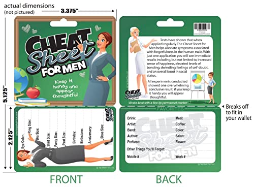 Top Shelf Fun Cheat Sheet for Men - an Epic Life hack for Your Wallet, The Credit Card Sized Protector of Humanity, The Guardian of Stupid Men, and The Perfect Stocking Stuffer!3
