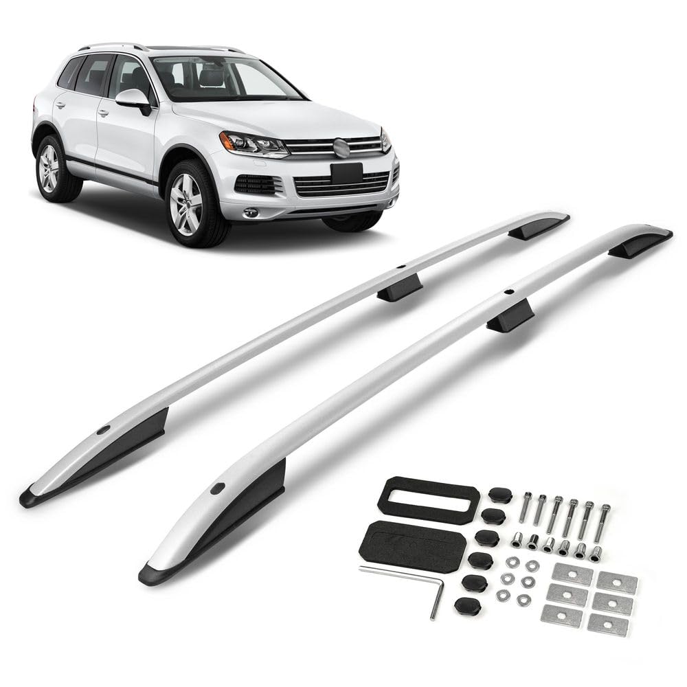 CHROMEMASTER | Barras Portaequipajes, Rieles de Techo Compatible con Touareg 2002-2010; Se Utilizan para el Montaje de Portaequipajes de Techo, Cajas de Techo o Portabicicletas; Aluminio
