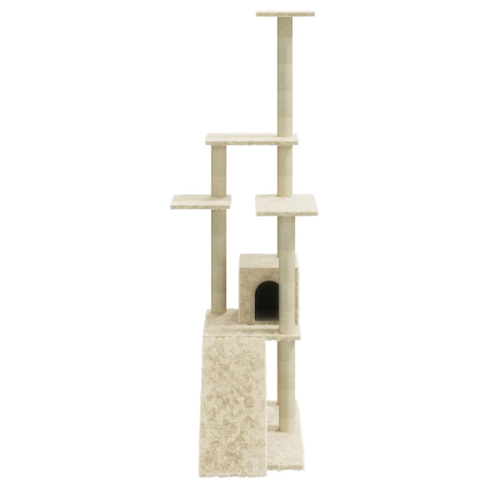 Homgoday Albero tiragraffi in sisal, color crema, 155 cm, tiragraffi a torre per gatti multilivello, centro attività per gatti da interno