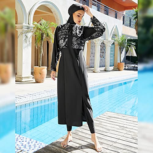 Modest Women Muslim Swimwear Full Coverage Long Sleeve Swimsuit Hijab 3pcs Burkini Islamic Bathing Suit4