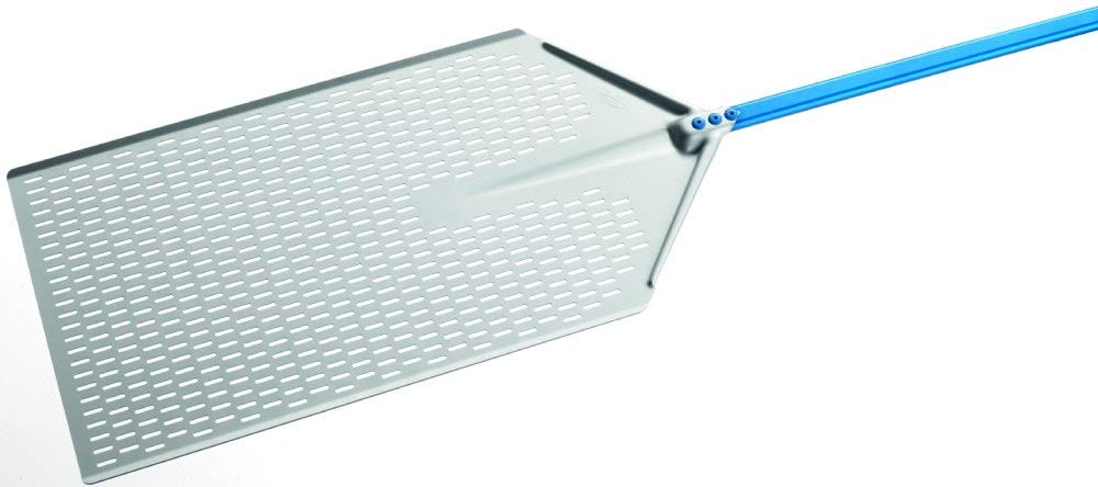 Pala pizza a metro di GiMetal in alluminio anodizzato perforata 40x60 cm con manico 1.20 mt, diametro 40x61 cm