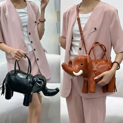 Image of Women PU Leather Unique Novelty 3D Elephant Shaped Handbag Purse Crossbody Shoulder Bag