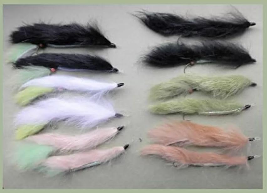 12 Weed Flies Snakes, Trout Flies, Mixed colours Rear hooks Fly Fishing, size 10