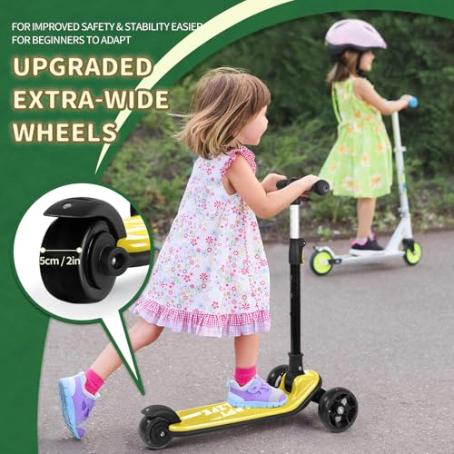 Image of besrey 3 Wheel Scooter for Kids Ages 3-10 with 4 Adjustable Height | LED Light Wheels, Foldable Toddler Scooter, Extra Deck, Lean-to-Steer Design, Sturdy and Safe