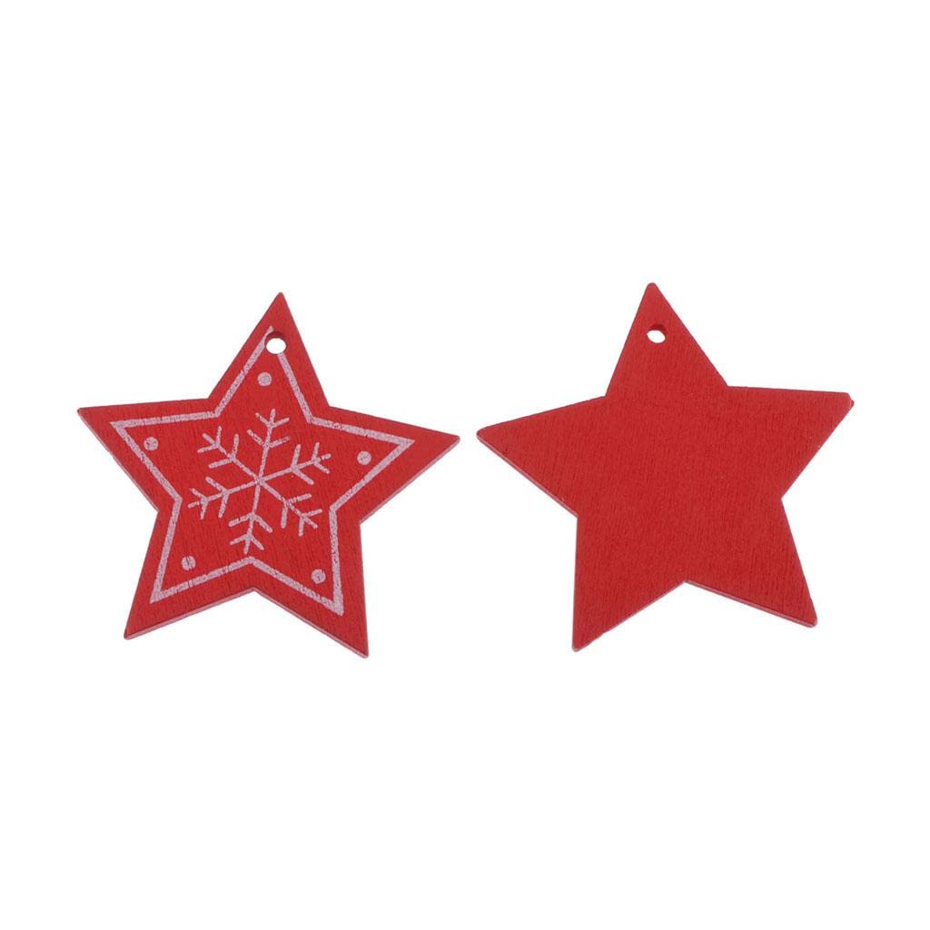 10x Snowflake Wooden Pentagram Slice Pieces Five Pointed Star Crafts red-image-42