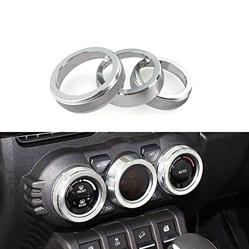 Boltry スズキ 新型ジムニー JB64w ジムニーシエラ JB74w パーツ 内装 ドレスアップ エアコンダイヤルカバー ATエアコン ATエアコン車種専用設計 装着簡単 (シルバー)