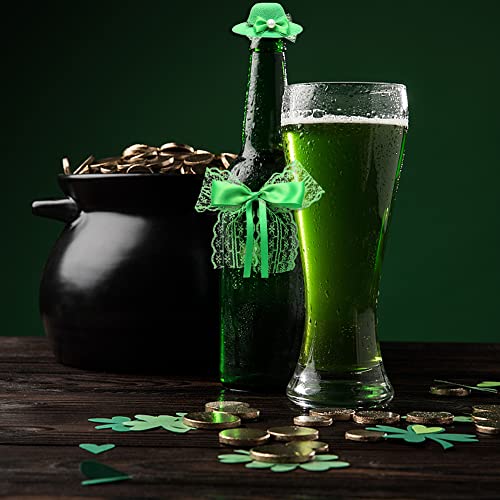 Chapeaux de léprechaun verts pour bouteille de vin : lot de 4 décorations durables Saint-Patrick - 6