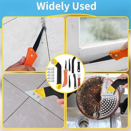 13 Stück Fugenentfernungswerkzeug, Abgewinkelter Fliesenfugenreiniger mit 5 Ersatzklingen 1 Bürste 2 Spatel, Fugenreiniger Fugenkratzer Fugensäge Entferner für Bad Fliesen Küche Balkone Wand