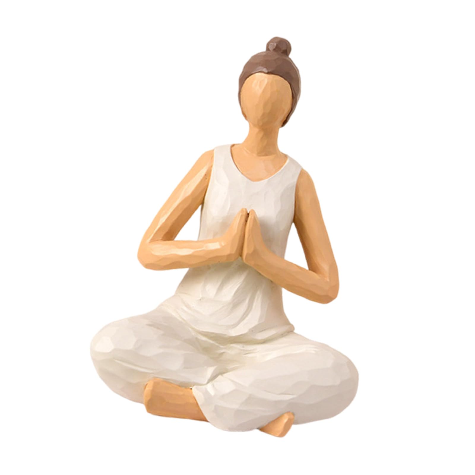 Nucelit Meditations Woman Figurine Decors for Living Room Resins Meditations Statue Woodcut Effect for Spiritual Desk Accessory Spiritual Decors
