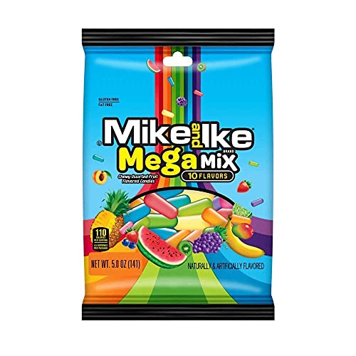 Image of Mike & Ike MegaMix 10 Flavors (Chewy Assorted Fruit Flavored Candies) 5 Ounce Bag!!!! (Pack of 1, 5 Ounce)