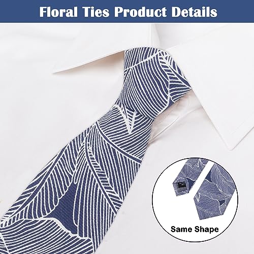 Image of Mantieqingway Men Skinny Tie Cotton Floral Necktie for Wedding Groomsmen Tie