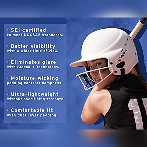 Rip-It | Vision Pro Softball Batting Helmet | Matte | Black M/L | Lightweight Women's Sport Equipment #TOP7
