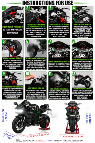 Image of Magicwand 1:6 Scale Die-Cast【X-X-Large】 K.a.w.a.s.a.k.i N.i.n.j.a Metal Motorcycle with Music,Lights Smoke, Accelerator for Collector's & Kids