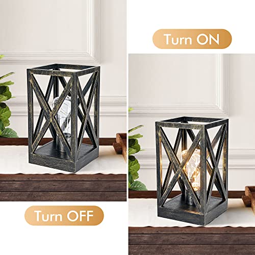 WINGBO 2 Pack Retro Battery Powered Table Lamps, Battery Operated Cordless Lamp Set, Portable Nightlight Decorative Light for Living Room Dining Room Bedroom Entryway Patio, Black & Gold Finish - Image 3