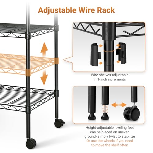 Image of Simple Deluxe Heavy Duty 5-Tier Storage Shelving Unit, 35.83 inch W x 13.98 inch D x 61.02 inch H, 1250 Lbs Loading Capacity, Black