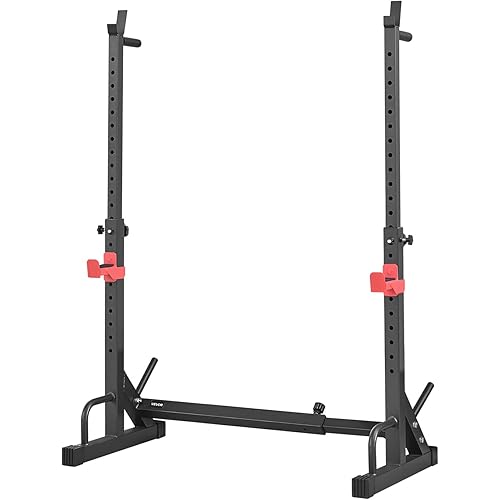 VEVOR Power Cage Squat Rack, Home Gym Power Rack with Adjustable Height & Width, 550LBS Strength Training Workout Equipment with Barbell Storage Racks & J-Hooks for Bench Press, Squat, Weight Lifting