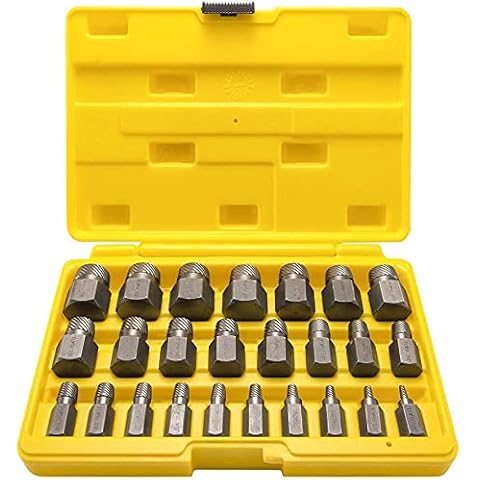 LANNIU 25Pcs Screw Extractor Set, Hex Head Multi-Spline Easy Out Bolt Extractor Set, Premium High Carbon Steel Rounded Bolt Remover Cover